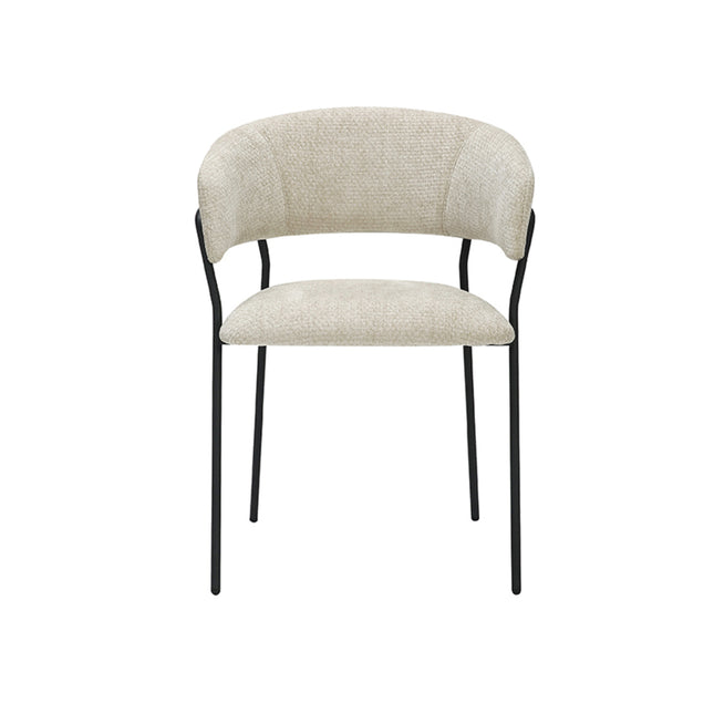 LABEL51 - Eetkamerstoel Luuk 58x45x80cm - Naturel Elite | Zwart Metaal