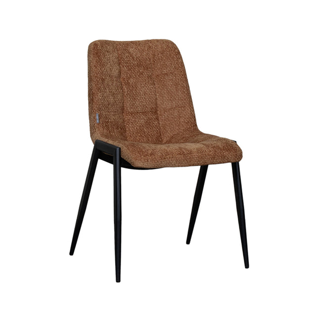 LABEL51 - Eetkamerstoel Noor 51x41x84 cm - Cognac Elite | Zwart Metaal