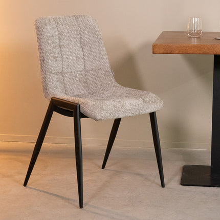 LABEL51 - Eetkamerstoel Noor 51x41x84 cm - Stone Elite | Zwart Metaal