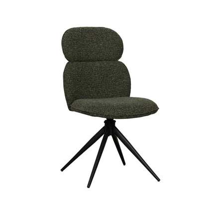 LABEL51 - Eetkamerstoel Finn 49x62x91 cm - Forest Royal Boucle | Zwart Metaal