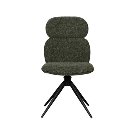 LABEL51 - Eetkamerstoel Finn 49x62x91 cm - Forest Royal Boucle | Zwart Metaal