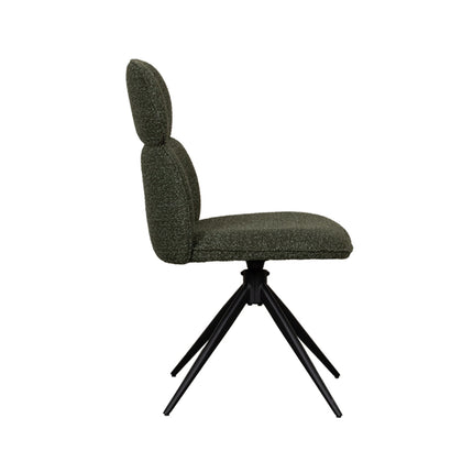 LABEL51 - Eetkamerstoel Finn 49x62x91 cm - Forest Royal Boucle | Zwart Metaal