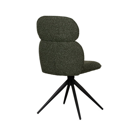 LABEL51 - Eetkamerstoel Finn 49x62x91 cm - Forest Royal Boucle | Zwart Metaal