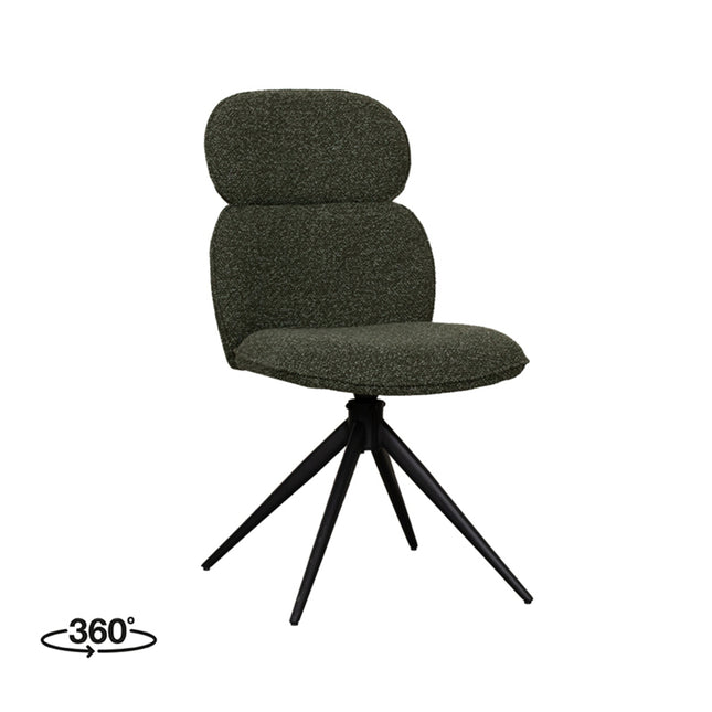 LABEL51 - Eetkamerstoel Finn 49x62x91 cm - Forest Royal Boucle | Zwart Metaal