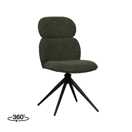 LABEL51 - Eetkamerstoel Finn 49x62x91 cm - Forest Royal Boucle | Zwart Metaal