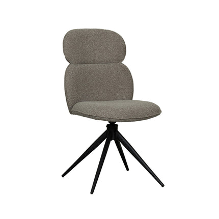LABEL51 - Eetkamerstoel Finn 49x62x91 cm - Mushroom Royal Boucle | Zwart Metaal
