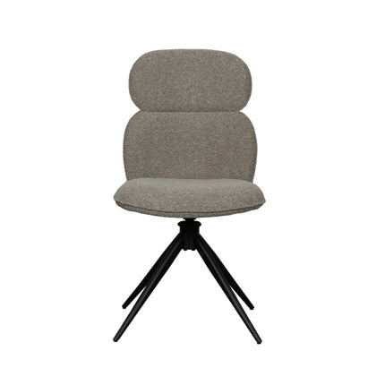 LABEL51 - Eetkamerstoel Finn 49x62x91 cm - Mushroom Royal Boucle | Zwart Metaal