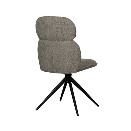 LABEL51 - Eetkamerstoel Finn 49x62x91 cm - Mushroom Royal Boucle | Zwart Metaal