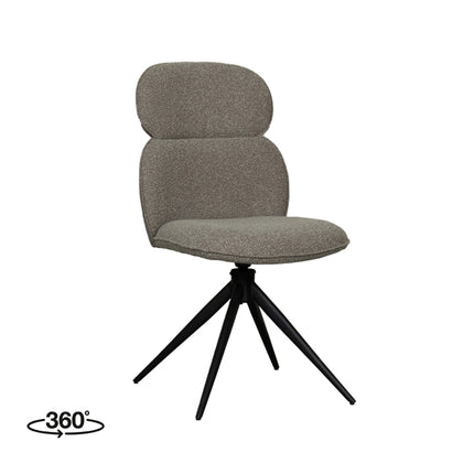 LABEL51 - Eetkamerstoel Finn 49x62x91 cm - Mushroom Royal Boucle | Zwart Metaal