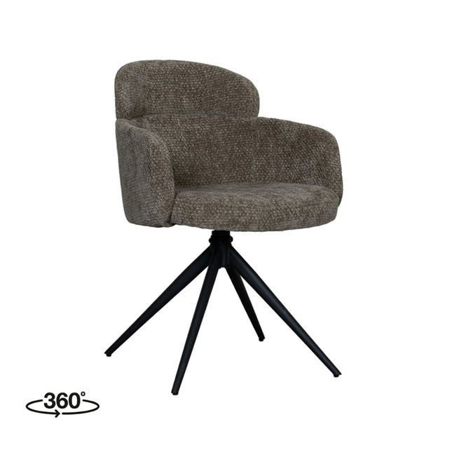 LABEL51 - Eetkamerstoel Levi 56x60x80 cm - Hunter Elite | Zwart Metaal