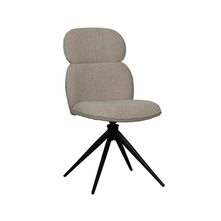 LABEL51 - Eetkamerstoel Finn 49x62x91 cm - Naturel Royal Boucle | Zwart Metaal