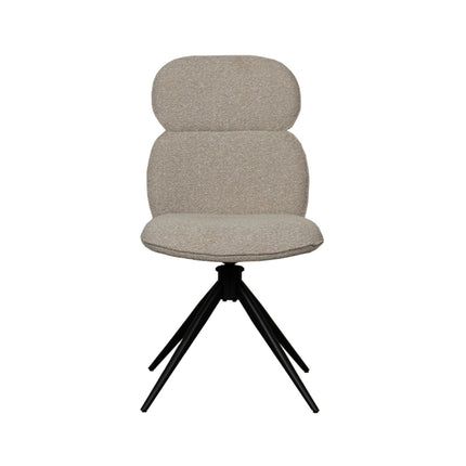 LABEL51 - Eetkamerstoel Finn 49x62x91 cm - Naturel Royal Boucle | Zwart Metaal