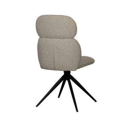 LABEL51 - Eetkamerstoel Finn 49x62x91 cm - Naturel Royal Boucle | Zwart Metaal