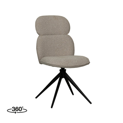 LABEL51 - Eetkamerstoel Finn 49x62x91 cm - Naturel Royal Boucle | Zwart Metaal