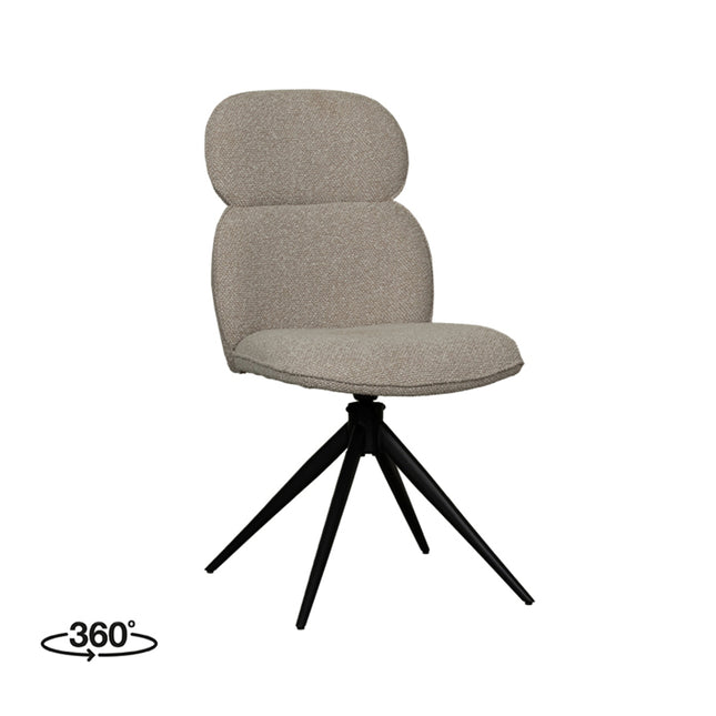 LABEL51 - Eetkamerstoel Finn 49x62x91 cm - Naturel Royal Boucle | Zwart Metaal