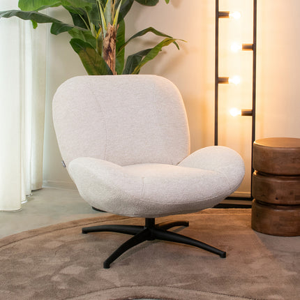 LABEL51 - Draaifauteuil Clayton 82x89x91 cm - Naturel Canyon | Zwart Metaal