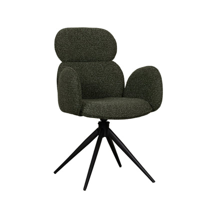 LABEL51 - Eetkamerstoel Vidar 58x62x91 cm - Forest Royal Boucle | Zwart Metaal