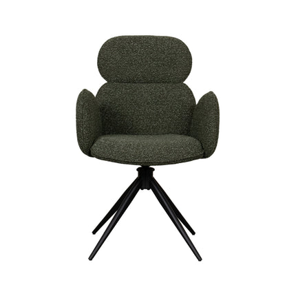 LABEL51 - Eetkamerstoel Vidar 58x62x91 cm - Forest Royal Boucle | Zwart Metaal