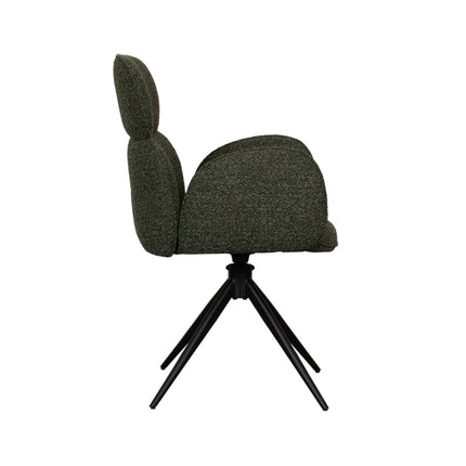 LABEL51 - Eetkamerstoel Vidar 58x62x91 cm - Forest Royal Boucle | Zwart Metaal