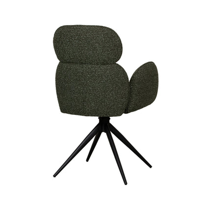 LABEL51 - Eetkamerstoel Vidar 58x62x91 cm - Forest Royal Boucle | Zwart Metaal