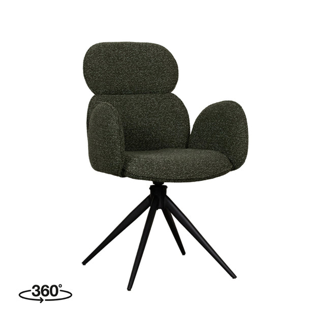 LABEL51 - Eetkamerstoel Vidar 58x62x91 cm - Forest Royal Boucle | Zwart Metaal