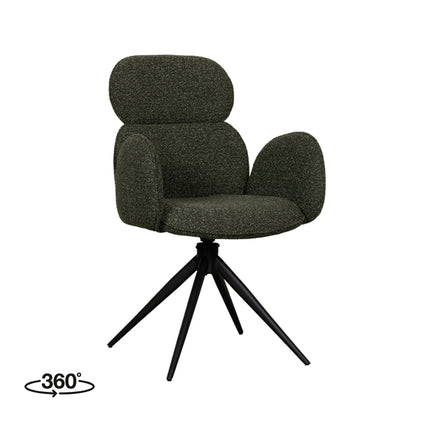 LABEL51 - Eetkamerstoel Vidar 58x62x91 cm - Forest Royal Boucle | Zwart Metaal