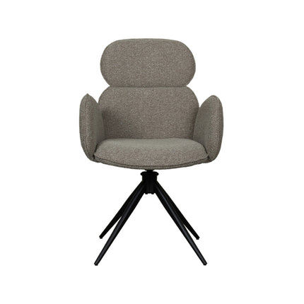 LABEL51 - Eetkamerstoel Vidar 58x62x91 cm - Mushroom Royal Boucle | Zwart Metaal