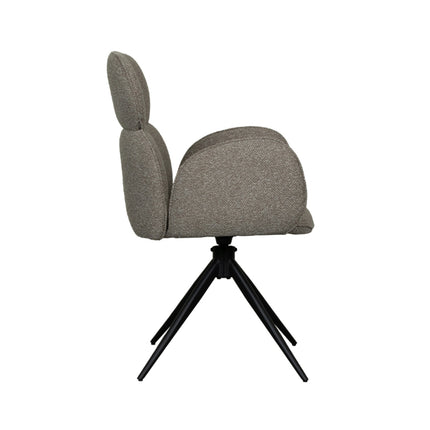 LABEL51 - Eetkamerstoel Vidar 58x62x91 cm - Mushroom Royal Boucle | Zwart Metaal