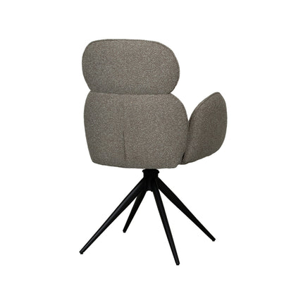LABEL51 - Eetkamerstoel Vidar 58x62x91 cm - Mushroom Royal Boucle | Zwart Metaal