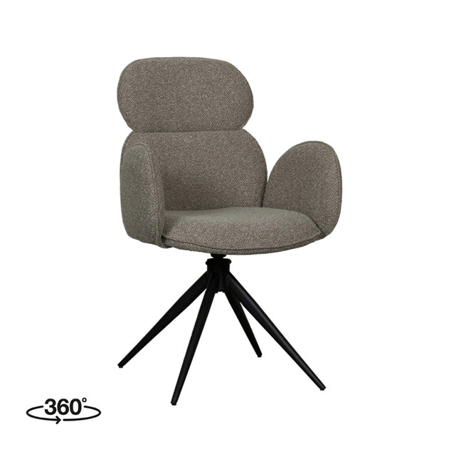 LABEL51 - Eetkamerstoel Vidar 58x62x91 cm - Mushroom Royal Boucle | Zwart Metaal