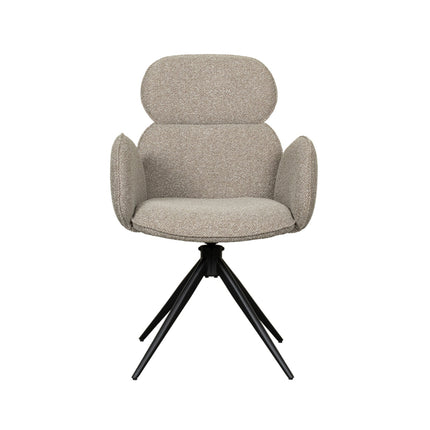 LABEL51 - Eetkamerstoel Vidar 58x62x91 cm - Naturel Royal Boucle | Zwart Metaal