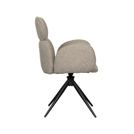 LABEL51 - Eetkamerstoel Vidar 58x62x91 cm - Naturel Royal Boucle | Zwart Metaal