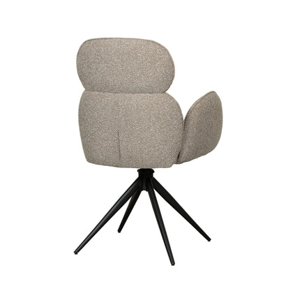 LABEL51 - Eetkamerstoel Vidar 58x62x91 cm - Naturel Royal Boucle | Zwart Metaal