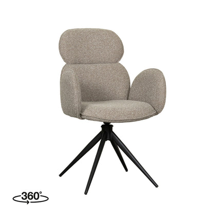 LABEL51 - Eetkamerstoel Vidar 58x62x91 cm - Naturel Royal Boucle | Zwart Metaal