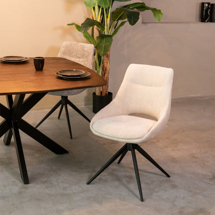 LABEL51 - Eetkamerstoel Marlow 48x63x86 cm - Naturel Elite | Zwart Metaal