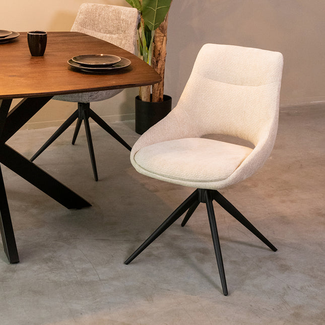 LABEL51 - Eetkamerstoel Marlow 48x63x86 cm - Naturel Elite | Zwart Metaal