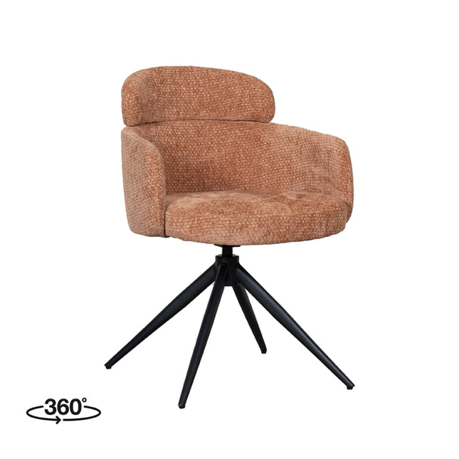 LABEL51 - Eetkamerstoel Levi 56x60x80 cm - Cognac Elite | Zwart Metaal