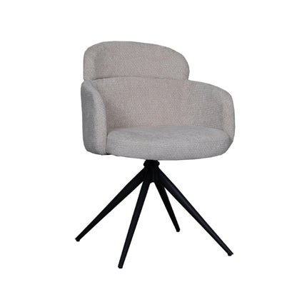 LABEL51 - Eetkamerstoel Levi 56x60x80 cm - Naturel Elite | Zwart Metaal