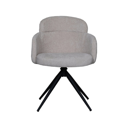 LABEL51 - Eetkamerstoel Levi 56x60x80 cm - Naturel Elite | Zwart Metaal