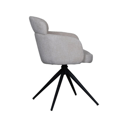 LABEL51 - Eetkamerstoel Levi 56x60x80 cm - Naturel Elite | Zwart Metaal