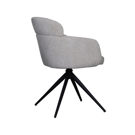 LABEL51 - Eetkamerstoel Levi 56x60x80 cm - Naturel Elite | Zwart Metaal