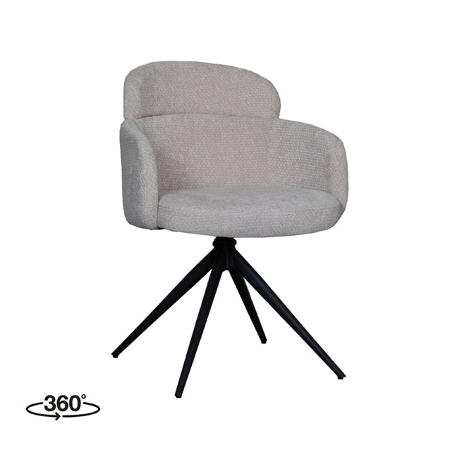 LABEL51 - Eetkamerstoel Levi 56x60x80 cm - Naturel Elite | Zwart Metaal