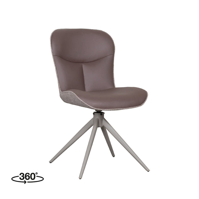 LABEL51 - Eetkamerstoel Thorben 49x64x86 cm - Bruin Microvezel | Taupe Canyon | Taupe Metaal