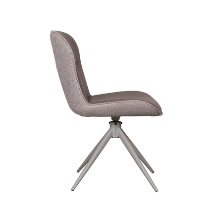 LABEL51 - Eetkamerstoel Thorben 49x64x86 cm - Bruin Microvezel | Taupe Canyon | Taupe Metaal