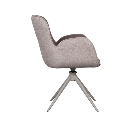 LABEL51 - Eetkamerstoel Lasse 60x65x90 cm - Bruin Microvezel | Taupe Canyon | Taupe Metaal