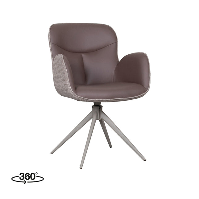 LABEL51 - Eetkamerstoel Lasse 60x65x90 cm - Bruin Microvezel | Taupe Canyon | Taupe Metaal
