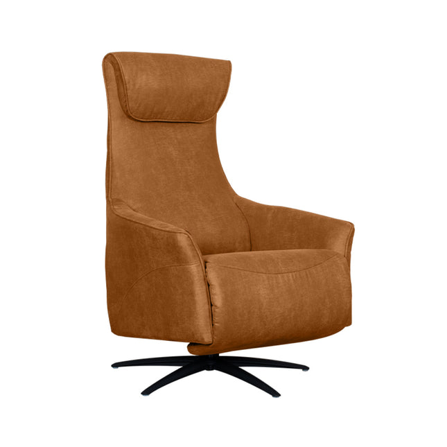 LABEL51 - Elektrische Fauteuil Lund 74x83x112 cm - Cognac Micro Suede | Zwart Metaal