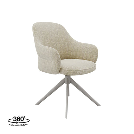 LABEL51 - Eetkamerstoel Bern 61x66x91 cm - Naturel Royal Boucle | Taupe Metaal