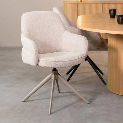 LABEL51 - Eetkamerstoel Bern 61x66x91 cm - Naturel Royal Boucle | Taupe Metaal
