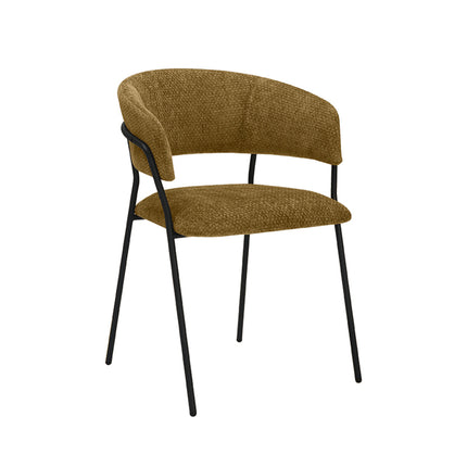 LABEL51 - Eetkamerstoel Luuk 58x45x80cm - Mustard Elite | Zwart Metaal